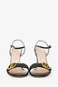 Gucci Black Leather T-Strap GG Marmont Sandals Size 36.5