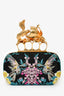 Alexander McQueen 2013 Navy Apple-Hummingbird Clutch