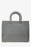 Christian Dior 2020 Grey Cannage Embroidered Canvas Large Lady D-Lite With Strap