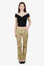 Roberto Cavalli SS2000 Gold Metallic Printed Pants Size S