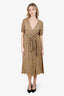 Ba&sh Brown Noemi Printed Crepon Midi Wrap Dress Size 2