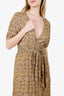 Ba&sh Brown Noemi Printed Crepon Midi Wrap Dress Size 2