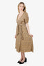 Ba&sh Brown Noemi Printed Crepon Midi Wrap Dress Size 2