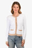 L'Agence White/Beige Contrast Cardigan Size M