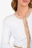 L'Agence White/Beige Contrast Cardigan Size M