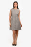 Maje Light Grey Crystal Pinstriped Buttoned Dress Size 40