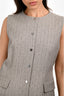 Maje Light Grey Crystal Pinstriped Buttoned Dress Size 40