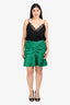 Lovers and Friends Green Shiny Satin Ruffled Mini Skirt Size L