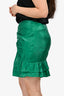 Lovers and Friends Green Shiny Satin Ruffled Mini Skirt Size L