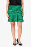 Lovers and Friends Green Shiny Satin Ruffled Mini Skirt Size L