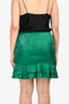 Lovers and Friends Green Shiny Satin Ruffled Mini Skirt Size L