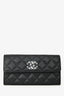 Pre-Loved Chanel™ 2023 Black Quilted Caviar Leather L-Gusset Flap Wallet