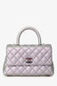 Pre-Loved Chanel™ 2021 Metallic Champagne Gold Quilted Caviar Mini Coco Top Handle Bag