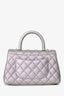 Pre-Loved Chanel™ 2021 Metallic Champagne Gold Quilted Caviar Mini Coco Top Handle Bag