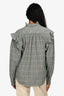 Isabel Marant Etoile Green Check Cotton/Wool 'Flossia' Top Size 34