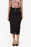 Isabel Marant Dark Purple Cotton/Linen Belted Midi Skirt Size 38