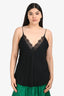 Anine Bing Black Silk Lace Detail Top Size L
