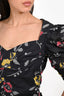 Isabel Marant Etoile Navy Floral Print Cotton 3/4 Sleeve Crop Top Size 38