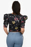 Isabel Marant Etoile Navy Floral Print Cotton 3/4 Sleeve Crop Top Size 38