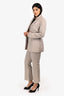 Gucci Beige Wool Double Breasted Blazer + Cropped Trouser Set Size 44