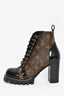 Louis Vuitton Black Monogram 'Star Trail' Lace-up Ankle Boots Size 37.5
