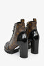 Louis Vuitton Black Monogram 'Star Trail' Lace-up Ankle Boots Size 37.5