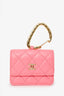 Pre-Loved Chanel™ 2021 Pink Leather Hook Card Holder