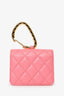 Pre-Loved Chanel™ 2021 Pink Leather Hook Card Holder