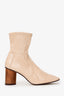 Stuart Weitzman Nude Crinkle Patent Leather Ankle Boots Size 40