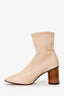 Stuart Weitzman Nude Crinkle Patent Leather Ankle Boots Size 40