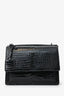 Saint Laurent So Black Croc Embossed Leather Medium 'Sunset' Shoulder Bag