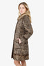 Bisang Brown Persian Lamb/Fox Fur Collar Coat Estimated Size S