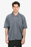 Homme Plisse Issey Miyake Slate Grey Pleated Button Down Short Sleeve Shirt Size 4