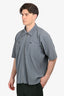 Homme Plisse Issey Miyake Slate Grey Pleated Button Down Short Sleeve Shirt Size 4