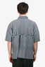 Homme Plisse Issey Miyake Slate Grey Pleated Button Down Short Sleeve Shirt Size 4