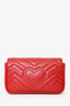 Gucci Red Leather GG Marmont Super Mini Crossbody Bag