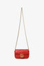 Gucci Red Leather GG Marmont Super Mini Crossbody Bag