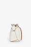 Loewe 2021 White/Brown Contrast Leather Mini Puzzle Bag with Strap