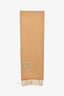 Hermès Brown Cashmere Robot Embroidered Fringe Scarf