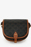 Celine 2020 Brown Leather/Canvas Triomphe Medium 'Folco' Crossbody Bag