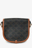 Celine 2020 Brown Leather/Canvas Triomphe Medium 'Folco' Crossbody Bag
