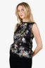 Erdem Black Silk Floral Top Estimated Size Small