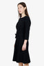 Oscar De La Renta Black Midi Dress With Belt Size L