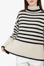 Toteme Black and White Wool-Cotton Signature Stripe Turtleneck Sweater Size S