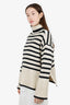 Toteme Black and White Wool-Cotton Signature Stripe Turtleneck Sweater Size S