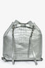 Pre-Loved Chanel™ 2019 Silver Croc Embossed Pocket Backpack