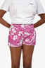 Pre-Loved Chanel™ 2021 Pink/White Cotton Mini Shorts Size 36
