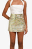 Miu Miu 2014 Green Metallic Mini Skirt Size 36