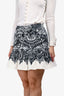 Prada 2011 White/Grey Print Ruffled Mini Skirt Size 38