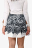 Prada 2011 White/Grey Print Ruffled Mini Skirt Size 38